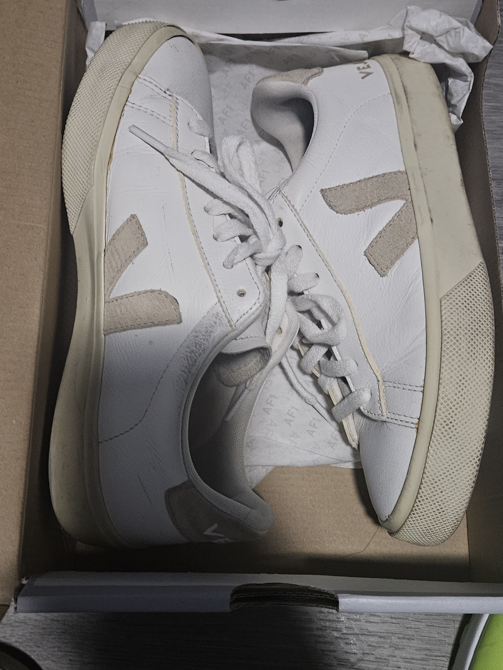 Vince White Leather Sneakers with Cream Suede Accents
